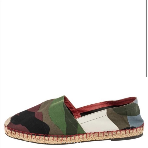 Valentino Multicolour Camouflage Canvas Espadrilles Flats - Picture 6 of 7